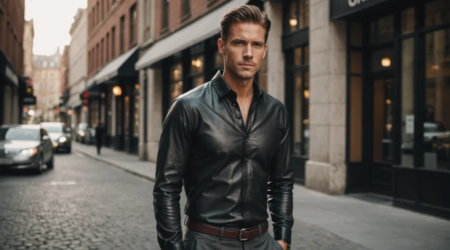 chemise cuir pour homme