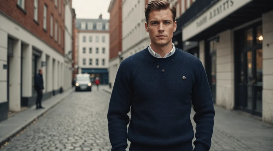 pull marin homme boutonné épaule